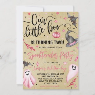 Our Little Boo Halloween 2nd Birthday Invitation