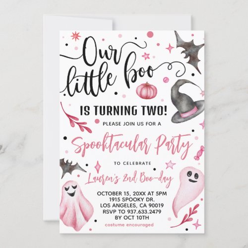 Our Little Boo Halloween 2nd Birthday Invitation