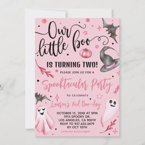 Our Little Boo Halloween 2nd Birthday Invitation