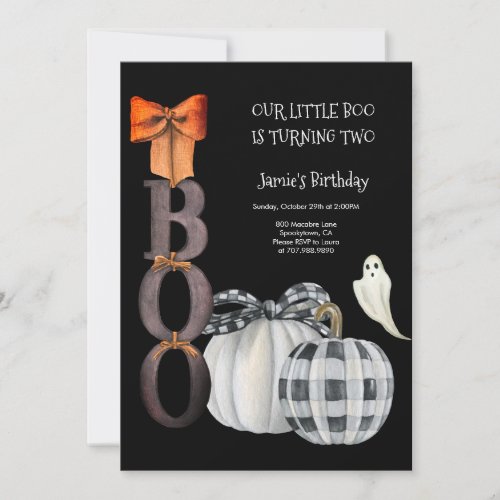 Our Little Boo Halloween 2nd Birthday Invitation