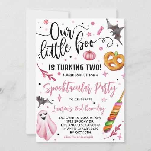 Our Little Boo Halloween 2nd Birthday Invitation