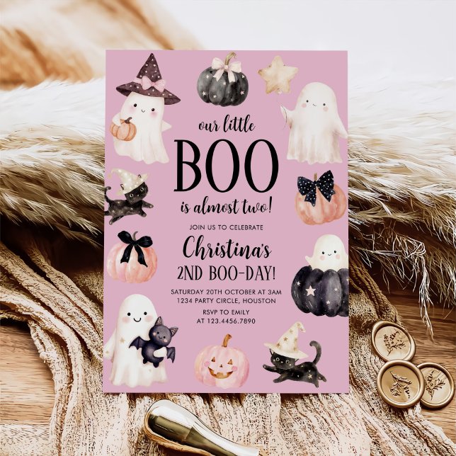 Our little Boo Halloween 2nd Birthday Party Invitation (Creator Uploaded)