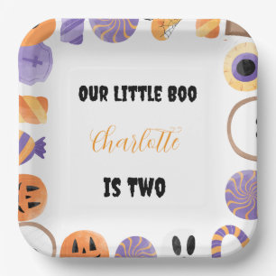"Our Little Boo" Halloween 2nd Birthday Party Paper Plates