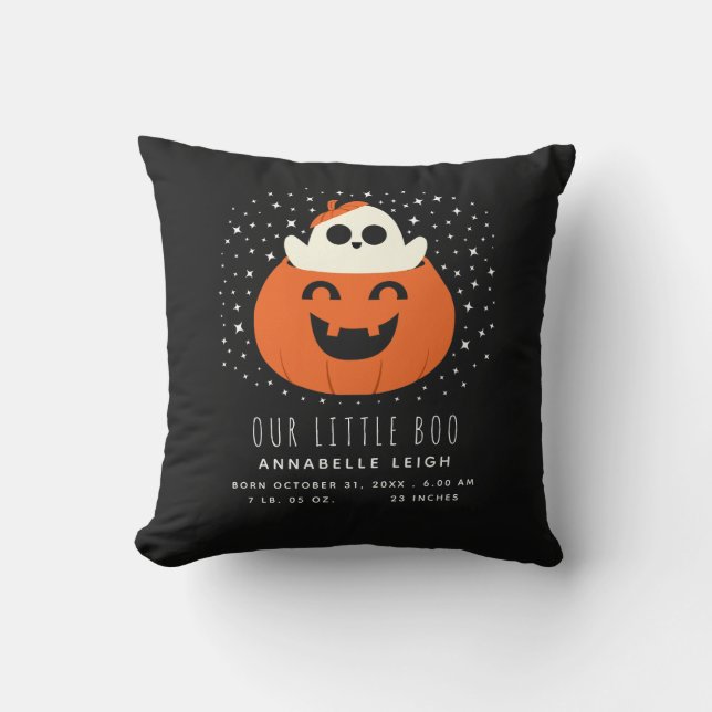 Our Little Boo Halloween Baby Nursery Throw Pillow (Front)