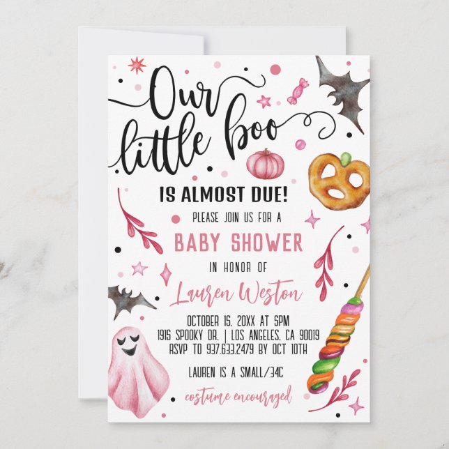 Our Little Boo Halloween Baby Shower Invitation (Front)