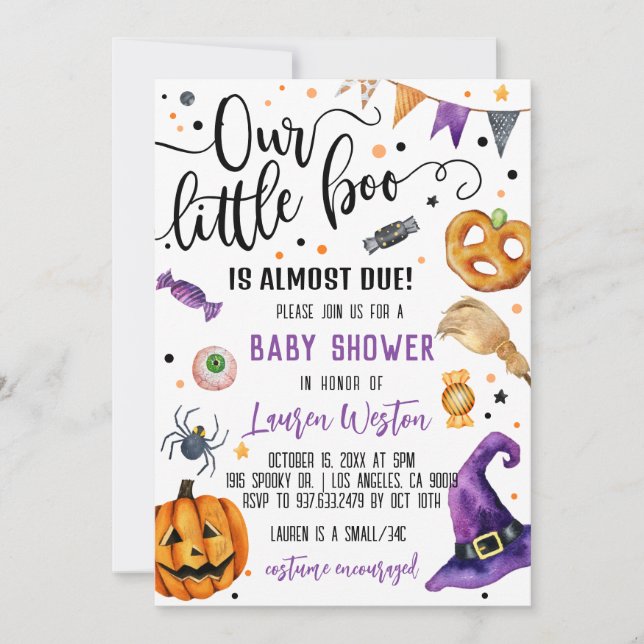 Our Little Boo Halloween Baby Shower Invitation (Front)