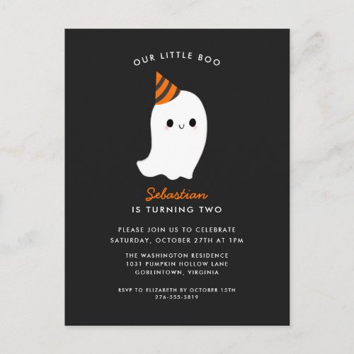 Our Little Boo Halloween Birthday Party Invitation Postcard