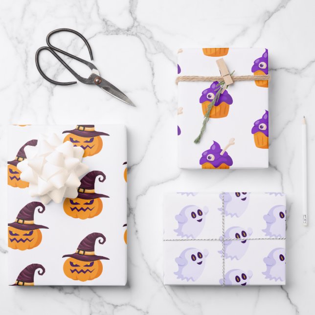Our Little Boo Halloween Birthday Party Wrapping Paper Sheets (Front)