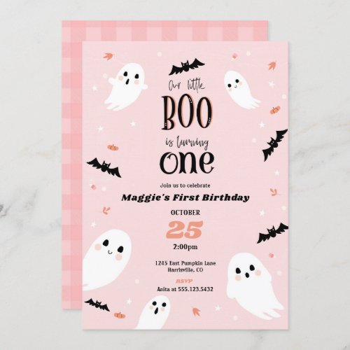 Our Little Boo Halloween First Birthday Invitation