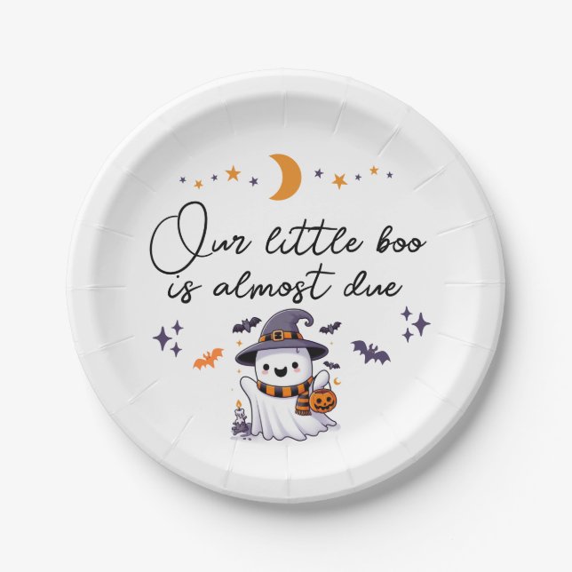 Our Little Boo Is Almost Due Baby Shower Paper Plates (Front)