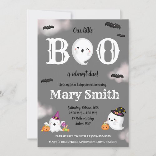 Our Little BOO is almost Due Ghost Baby Shower Invitation