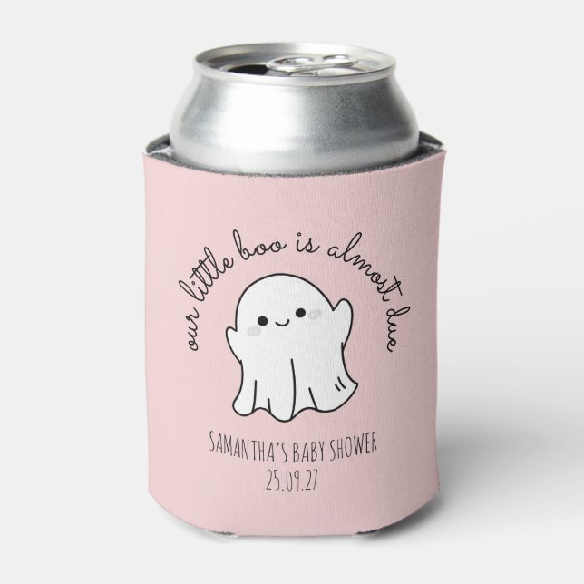 Our Little Boo Is Almost Due Girl Baby Shower Can Cooler (Can Front)