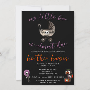 Our Little Boo is Almost Due! Goth Baby Shower Invitation