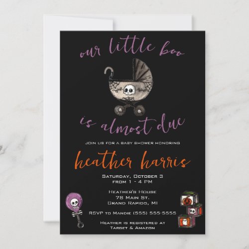 Our Little Boo is Almost Due Goth Baby Shower Invitation
