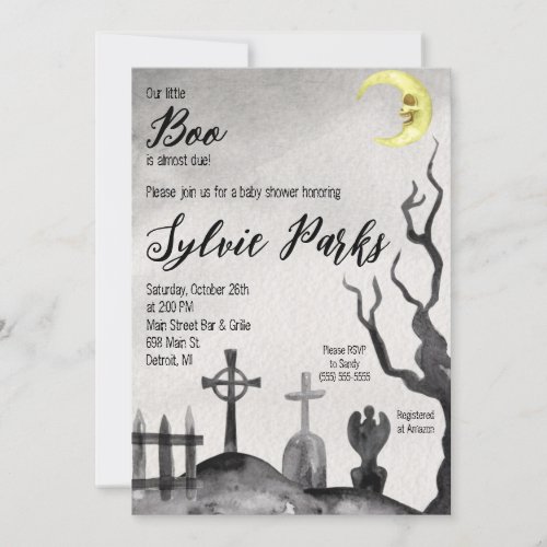 Our Little BOO is almost Due Graveyard Baby Shower Invitation