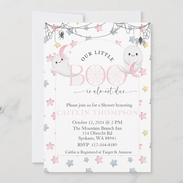 Our Little Boo is almost due Halloween Baby Invitation (Front)