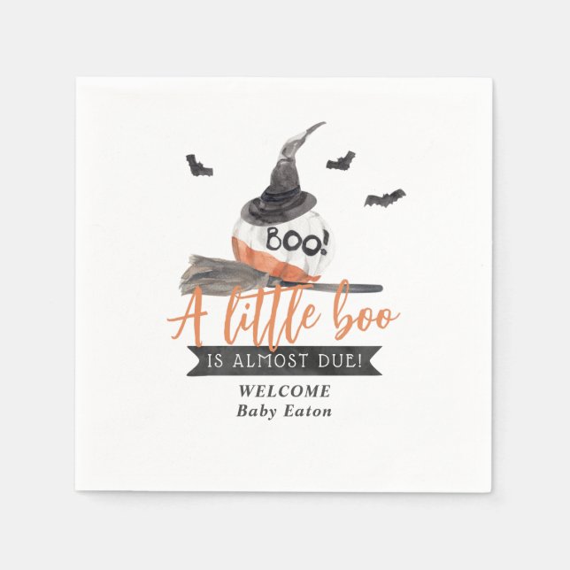 Our Little Boo is Almost Due Halloween Baby Shower Napkins (Front)