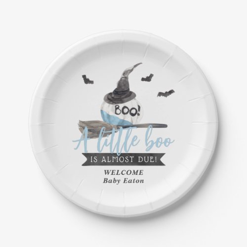 Our Little Boo is Almost Due Halloween Boy Paper Paper Plates