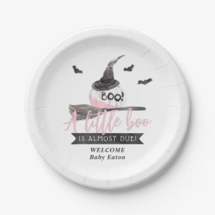 Our Little Boo is Almost Due Halloween Girl  Paper Plates