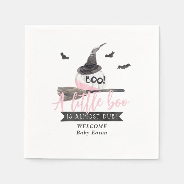Our Little Boo is Almost Due Halloween Girl Shower Napkins (Front)