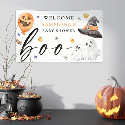 Our Little Boo is Due Halloween Baby Shower Banner