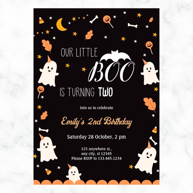 Our Little Boo is Girl Halloween Birthday Any Year Invitation (Creator Uploaded)