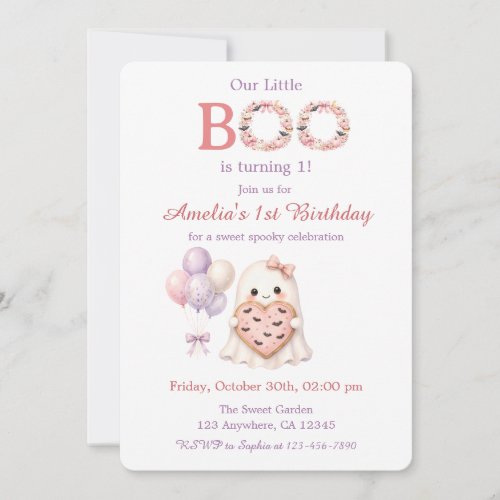 Our Little Boo Is Turning 1 Invitation Floral