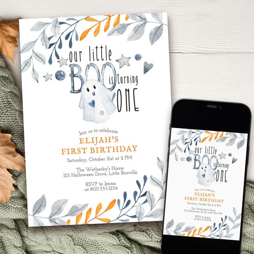 Our Little Boo is Turning One 1st Birthday Invitation