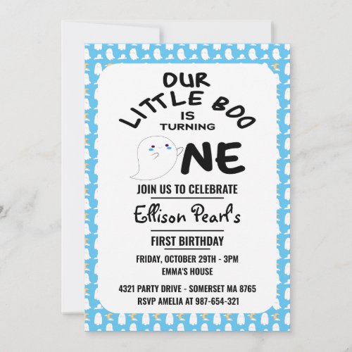 Our Little Boo Is Turning One Bleu Boy Halloween Invitation