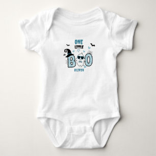 OUR LITTLE BOO IS TURNING ONE BLUE 1ST BIRTHDAY BABY BODYSUIT