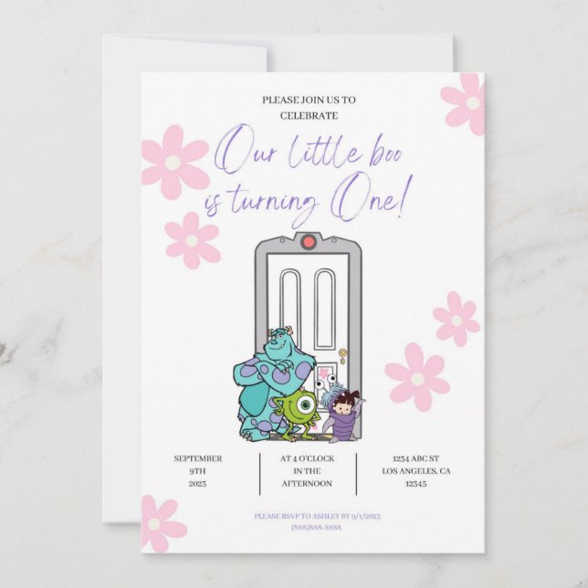 our little boo is turning one invitation (Front)