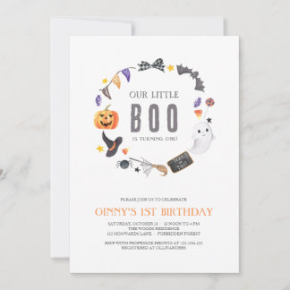 Our Little BOO is turning ONE, Kids 1st Birthday Invitation