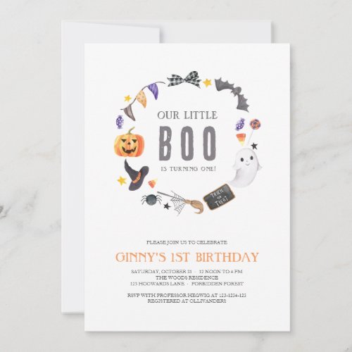 Our Little BOO is turning ONE Kids 1st Birthday Invitation