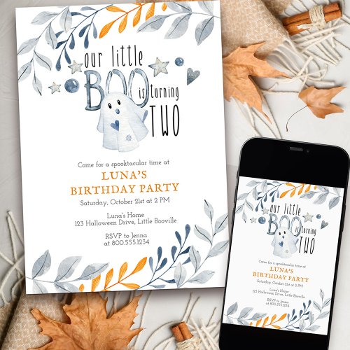 Our Little Boo is Turning Two 2nd Birthday Invitation