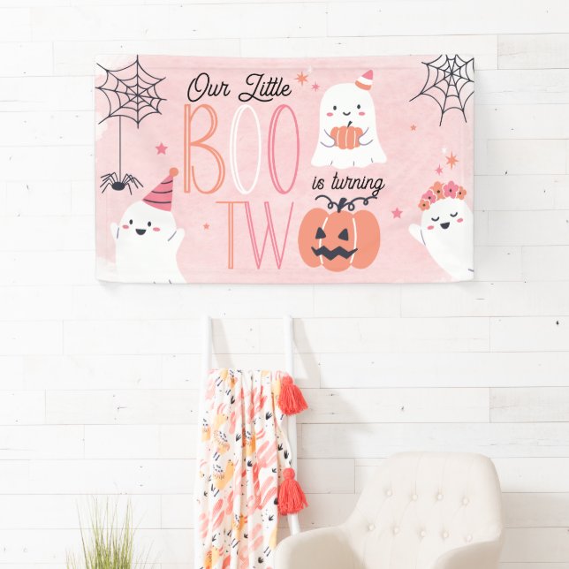 Our Little Boo Is Turning Two Birthday Banner (Insitu)