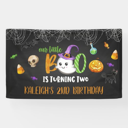 Our Little Boo is Turning TWO Birthday Banner _ Bl
