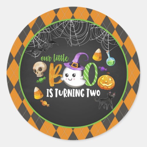 Our Little Boo is Turning TWO Blk Sticker