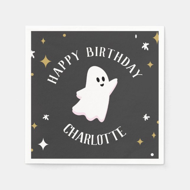 Our Little Boo is Turning Two Ghost Halloween Napkins (Front)