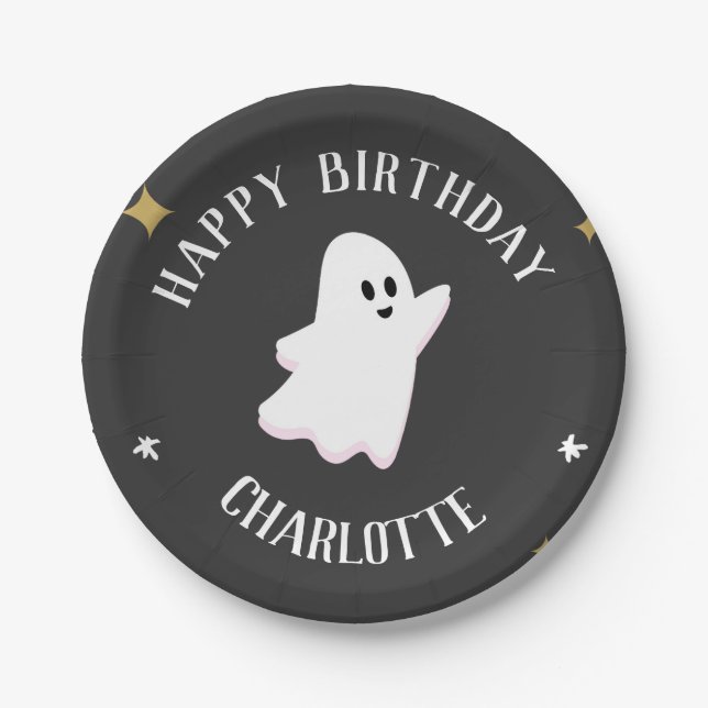 Our Little Boo is Turning Two Ghost Halloween  Paper Plates (Front)