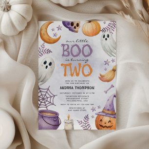 Our Little Boo is turning Two Halloween Birthday Invitation