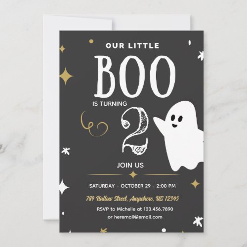 Our Little Boo Is Turning Two  Invitation