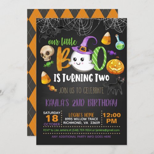 Our Little Boo is Turning Two Invitation _ Blk 