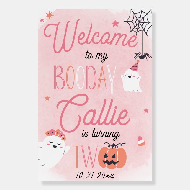 Our Little Boo Is Turning Two Welcome Sign (Front)