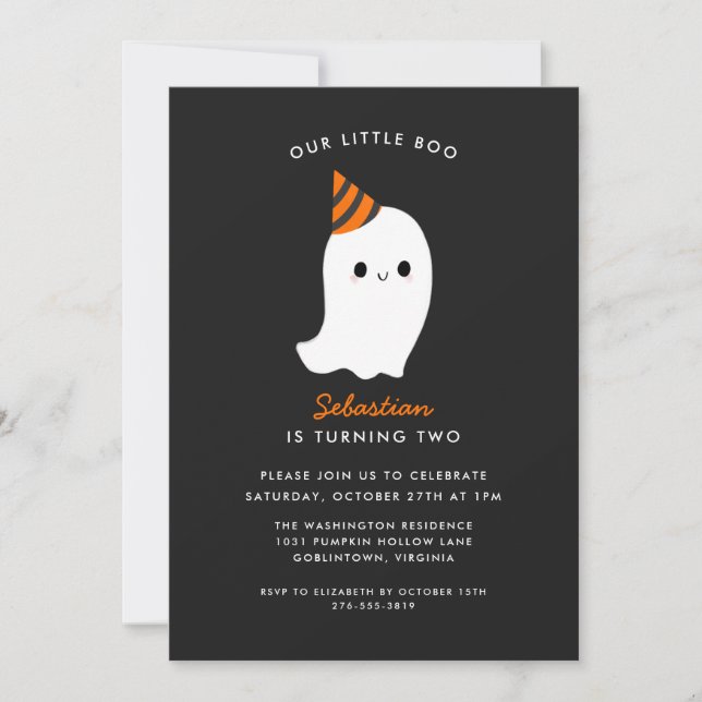 Our Little Boo Kids Halloween Themed Birthday Invitation (Front)