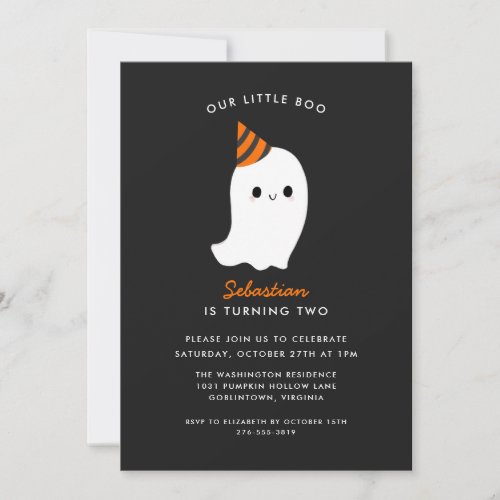 Our Little Boo Kids Halloween Themed Birthday Invitation