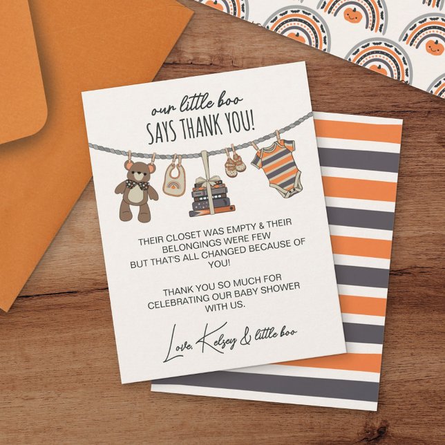 Our Little Boo Neutral Halloween Baby Shower Thank You Card (Creator Uploaded)