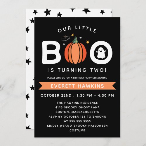 Our Little Boo Pumpkin Halloween Birthday Party Invitation