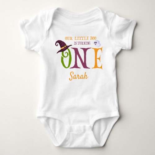 Our Little Boo Turning One Halloween 1st Birthday Baby Bodysuit