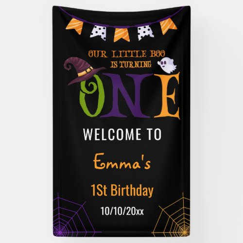 Our Little Boo Turning One Halloween 1St Birthday Banner