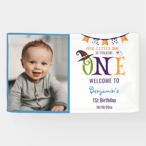 Our Little Boo Turning One Halloween 1St Birthday Banner